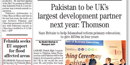 Pakistan to be UK’s largest development partner next year: Thomson