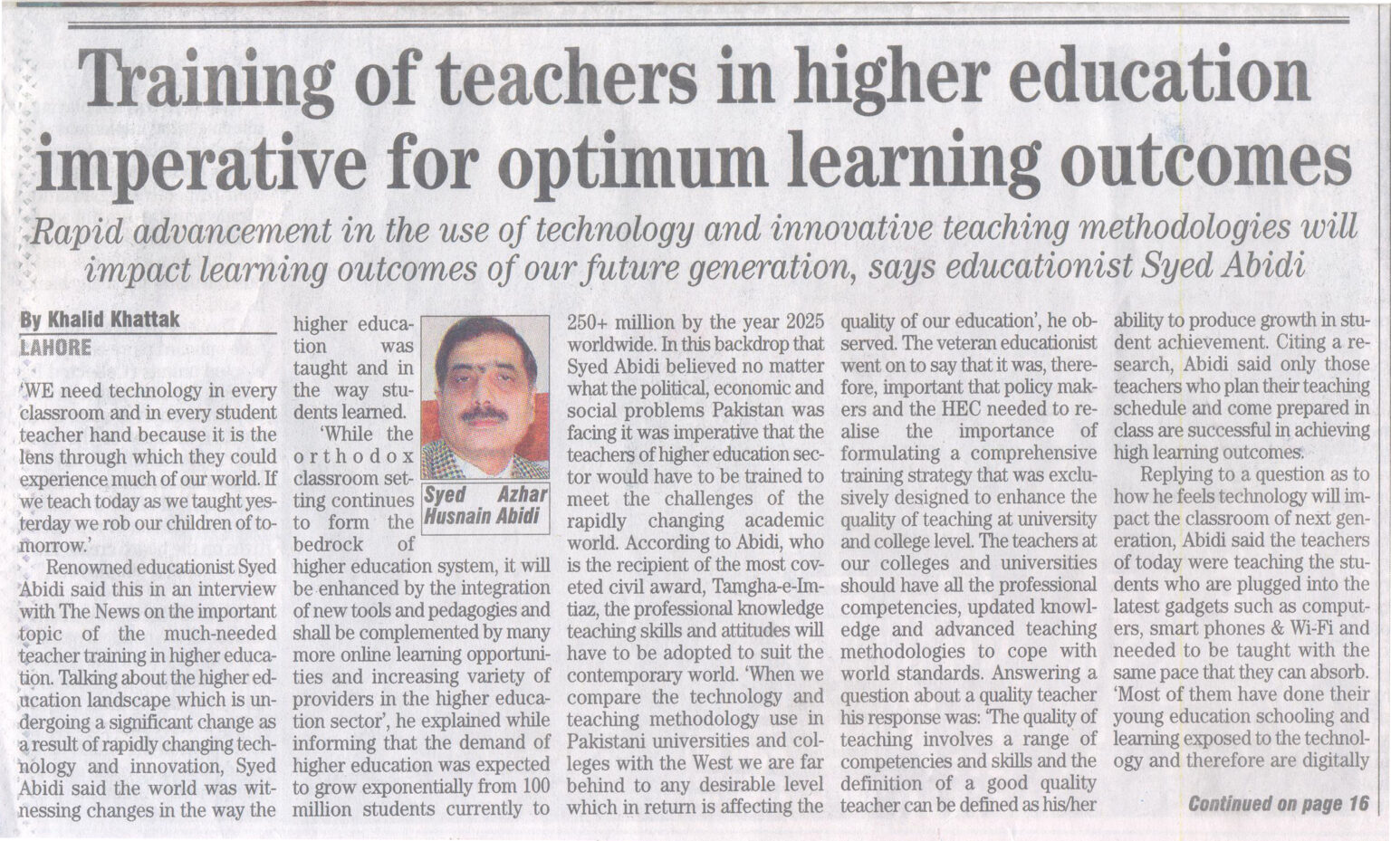 Optional Learn Training of teachers in higher education imperative for optional ...
