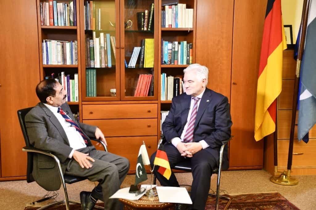 Syed Abidi talks to the new  German Ambassador