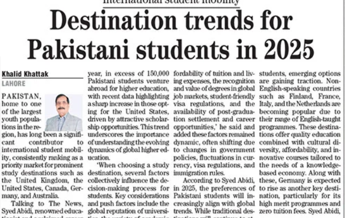 Destination trends for Pakistani students in 2025